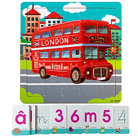 Đồ Chơi Gỗ,Bộ 5 Tranh Ghép Hình 16 Miếng Ghép Cho Bé Rèn Luyện Tư Duy Kèm 40 Thẻ Học Flashcards Tiếng Việt - Phương Tiện