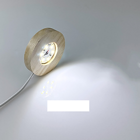 Đế chân đèn Led bằng gỗ hình tròn giắc cắm USB trưng bày đồ thủy tinh, decor nhà cửa