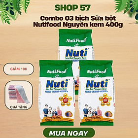 Combo 3 Túi Sữa Bột Nguyên Kem Nutifood 400g – Dinh Dưỡng Giúp Gia Đình Khỏe Mạnh – Hàng Chính Hãng, Date Mới Nhất