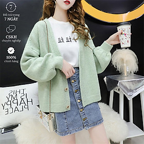 Áo cardigan khoác len nữ cổ tim dệt kim dáng rộng dài tay Hàn Quốc thời trang ARCTIC HUNTER AH11