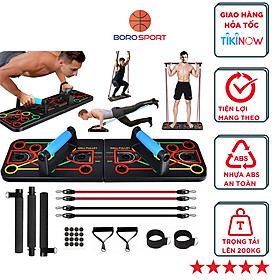 Bảng dụng cụ tập hít đất , tập chống đẩy theo màu sắc, mỗi màu sắc sẽ tương ứng với bài tập khác nhau tương ứng với nhóm cơ khác nhau, thiết kế từ nhựa ABS an toàn cho người dùng - Hàng Chính Hãng - Có dây kèm thanh đòn