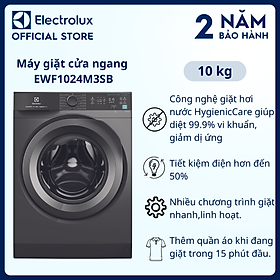 Mua  Free Giao lắp  Máy giặt cửa ngang Electrolux 10kg UltimateCare 300 EWF1024M3SB - Xám đen Onyx diệt 99.9% vi khuẩn  giảm dị ứng  Tiết kiệm điện  Hàng chính hãng 