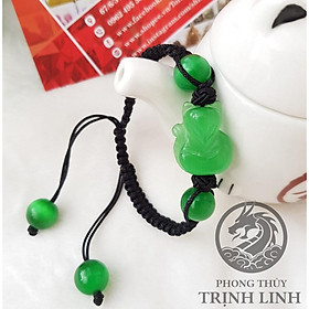 VÒNG TAY HỒ LY XANH LÁ TẾT CHỈ ĐEN - MỆNH MỘC,HỎA