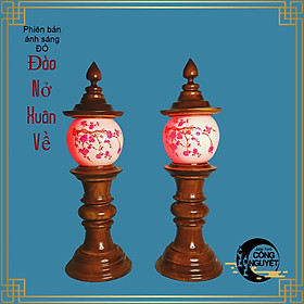 Mua Đôi đèn thờ gỗ sứ cao cấp ĐÀO NỞ XUÂN VỀ