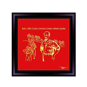 Mua Tranh Nét Vàng - Chân dung Bác Hồ dát vàng ( 36x36cm )