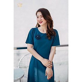 Đầm trung niên cao cấp form suông thiết kế màu xanh đen - TTV902 - TTV Store
