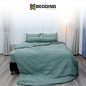 Bộ ga giường chần bông KBedding by Everon Micro Modal KMMS 204 xanh lá cây (4 món) - 180x200cm