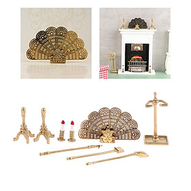1/12 Dollhouse Fireplace Decoration Miniature Model Realistic Multipurpose Durable Metal Ornaments Pretend Play Toy for Life Scene Scenery