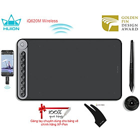 Mua Quà Tặng Kèm Trị Giá 399K - Bảng Vẽ Điện Tử HUION iQ620M Kết Nối Không Dây Wireless 2.4G(hỗ trợ Android và máy tính) - Hàng Chính Hãng Huionl Dial Q620M Graphic Drawing Tablet 266PPS Wireless Connection Digital Pen Tablet with Dial for PC and Android