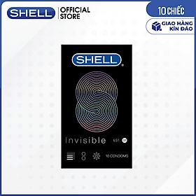 Bao cao su Shell Invisible siêu mỏng, chống tuột, kéo dài thời gian - Hộp 10 cái | SHELL CHÍNH HÃNG