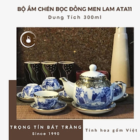 Mua Bộ Ấm Chén Trà Đạo Gốm Trắng Men Lam Bát Tràng Trúc Lâm Thất Hiền Dáng Thủy Bình Dung Tích 300ml (Bộ Ấm Chén) ATA 11