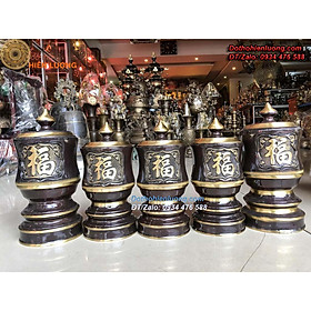 Mua Bộ 5 Đài Thờ Bằng Đồng Đựng Nước  Muối  Gạo Làm Mầu Nâu Cực Đẹp