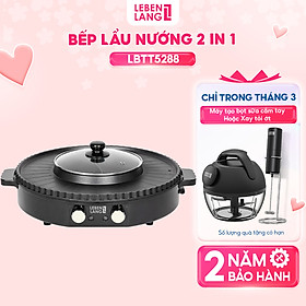 Mua Nồi lẩu điện 2 ngăn Lebenlang LBTT5288  bếp lẩu nướng 2in1 đa năng tròn loại to công suất 1800W tiện lợi cho gia đình - hàng chính hãng