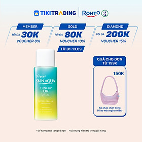 Kem chống nắng nâng tông Skin Aqua Tone up Mint Green cho da trắng có khuyết điểm đỏ, dạng sữa Sunplay Skin Aqua Tone Up UV Milk Mint Green SPF 50+ PA++++ 50g