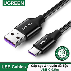 Mua Dây cáp sạc và truyền dữ liệu Type-C độ dài 0.5-1m UGREEN US279 vỏ bện  đầu nối bọc nhôm siêu bền  dòng tối đa đạt 5A- Hàng chính hãng