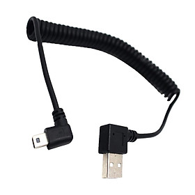 5ft 90° Angled Coiled USB 2.0 A Male to USB Mini 5P Left Angled Male Cable