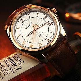 Đồng hồ nam Yazole 336 dây da thời trang cực chất (Vỏ bạc)
