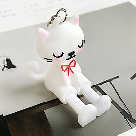 Móc khóc kiêm đế đỡ điện thoại hình thú ngộ nghĩnh - Mèo trắng