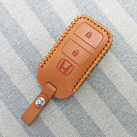 Bao da 2 nút chìa khóa smartkey cho xe hơi Honda (Nâu)