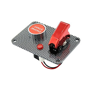 Car Engine Start Push Button Red Cover Toggle Switch Panel Carbon Fiber