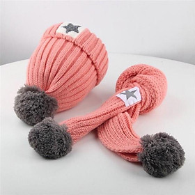 Bộ khăn mũ trẻ em mẫu len lót lông cho bé 3-10t