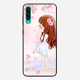 Ốp Lưng in cho Samsung A50 Mẫu Cô Gái Váy Trắng Nền Hoa Đào - Hàng Chính Hãng