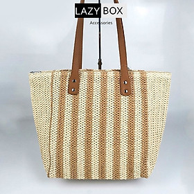 Túi tote cói túi đeo vai phong cách vintage, phụ kiện đi biển dã ngoại chụp ảnh