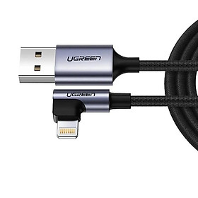 Mua Ugreen UG60521US299TK 1m black usb 2.0a revolution lightning male elbow plug nickel-plated aluminum shell with braided net - HÀNG CHÍNH HÃNG
