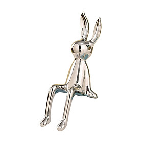 Modern Ceramic Rabbit Statue Artwork Electroplated Ornament Bunny Figurine