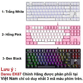 Bàn phím cơ Gaming DAREU EK87 - Black (RED Led, Blue/ Brown/ Red D switch) Hàng Chính Hãng