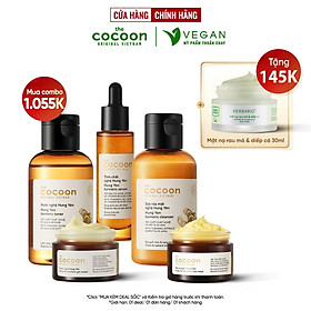Bộ 5 Chăm Sóc Da Nghệ Cocoon giúp sáng da mờ thâm: Sữa rửa mặt nghệ 140ml + Mặt nạ nghệ 30ml + Toner nghệ 140ml + Tinh chất nghệ 30ml + Thạch nghệ 30ml