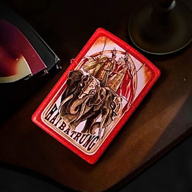 Bật lửa Zippo Hai Bà Trưng Vỏ Đỏ Họa Tiết Cổ Điển Vẽ Tay - Bật Lửa Mỹ Chính Hãng Làm Quà Tặng Sưu Tầm