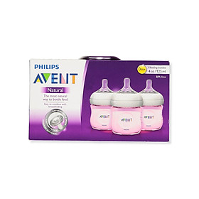 SET 3 BINH SỮA PHILIPS AVENT NATURAL SCF0110/38 -125ML MÀU HỒNG TY MẪU MỚI SỐ 1