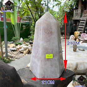 Mua Trụ lục giác đá thạch anh hồng tự nhiên nguyên khối-3.52kg (KT: 21x12.5 (cm)-T610