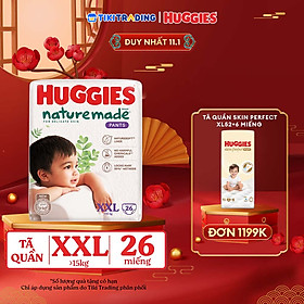 Tã/bỉm quần Huggies Naturemade M58/L44/XL38/XXL26