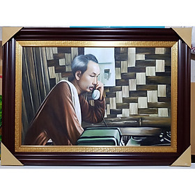Mua TRANH VẼ SƠN DẦU - BÁC HỒ CẦM ỐNG NÓI