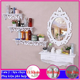 Mua bộ 3 Kệ treo tường trang trí không cần khoan  chất liệu gỗ Pitech cao cấp màu trắng - C11