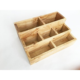 Khay gỗ để bàn - Kệ đựng văn phòng phẩm đa năng bằng gỗ tự nhiên 25x18x10cm (DxRxC)