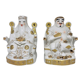 Tượng Thổ Địa Và Thần Tài Chéo Chân Trắng PT0047