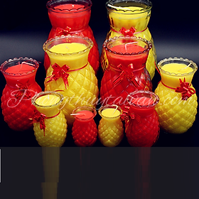 Mua Nến ly bơ TRÁI THƠM 1 NGÀY tự nhiên  không khói (đỏ vàng)