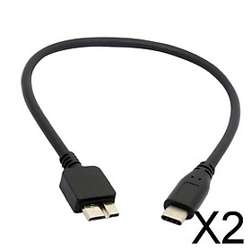 2xUSB C to Micro USB B Adapter Cable Connector Line for HDD Hard Drive 30cm