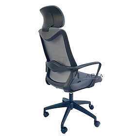 Ghế xoay văn phòng lưng lưới CM4288-M Nội thất Capta Ghế ngồi làm việc lưng lưới nệm vải màu đen có tựa đầu tay nhựa office chair