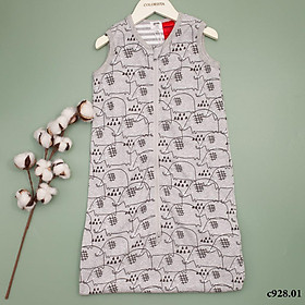Túi ngủ cotton 1 lớp màu ghi họa tiết voi cho bé