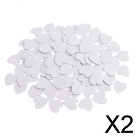 2x100 Pieces White Wooden Love Heart Shapes Craft Wood Embellishments