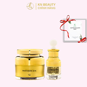 Combo 2 sản phẩm Ngừa mụn Giảm thâm Dưỡng trắng KN Beauty gồm: Serum 30ml +kem dưỡng 25gr tặng Mặt nạ Saffron