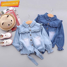 Áo sơ mi đi học, áo cổ bẻ, Áo jean bé gái, áo jean cotton sale