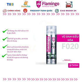 Chai xịt vệ sinh điều hòa máy lạnh ô tô, gia đình dạng bọt Flamingo F020 - 500ml - Hàng chính hãng