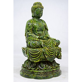 Mua Tượng Phật A Di Đà ngồi thiền tòa sen cao 21cm bằng đá xanh lục bích