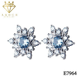 Khuyên tai bạc s925 bông tuyết đá trắng mix xanh E7964- AROCH Jewelry