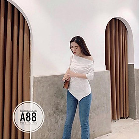 Bigsize 60-90KG vmart Áo thun lệch vai A88 hàng Quảng Châu cao cấp chiết eo giấu bụng